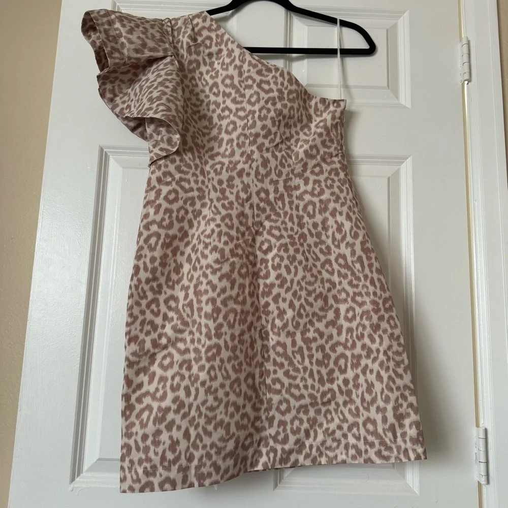 NWT J. Crew One shoulder ruffle dress animal print Size 2